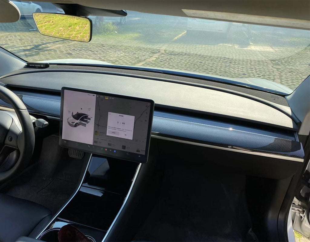So rüsten Sie Ihr Tesla-Modell Y/3 mit einer Armaturenbrettabdeckung aus  Kohlefaser auf – Marnana
