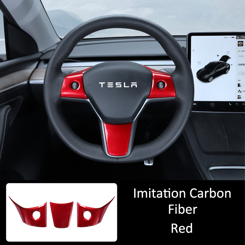 Steering-Wheel-Control-Panel-Imitation-Carbon-Fiber-Cove-Red-for-Model-3-Y-Marnana