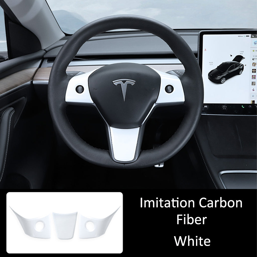 Steering-Wheel-Control-Panel-Imitation-Carbon-Fiber-Cove-White-for-Model-3-Y-Marnana