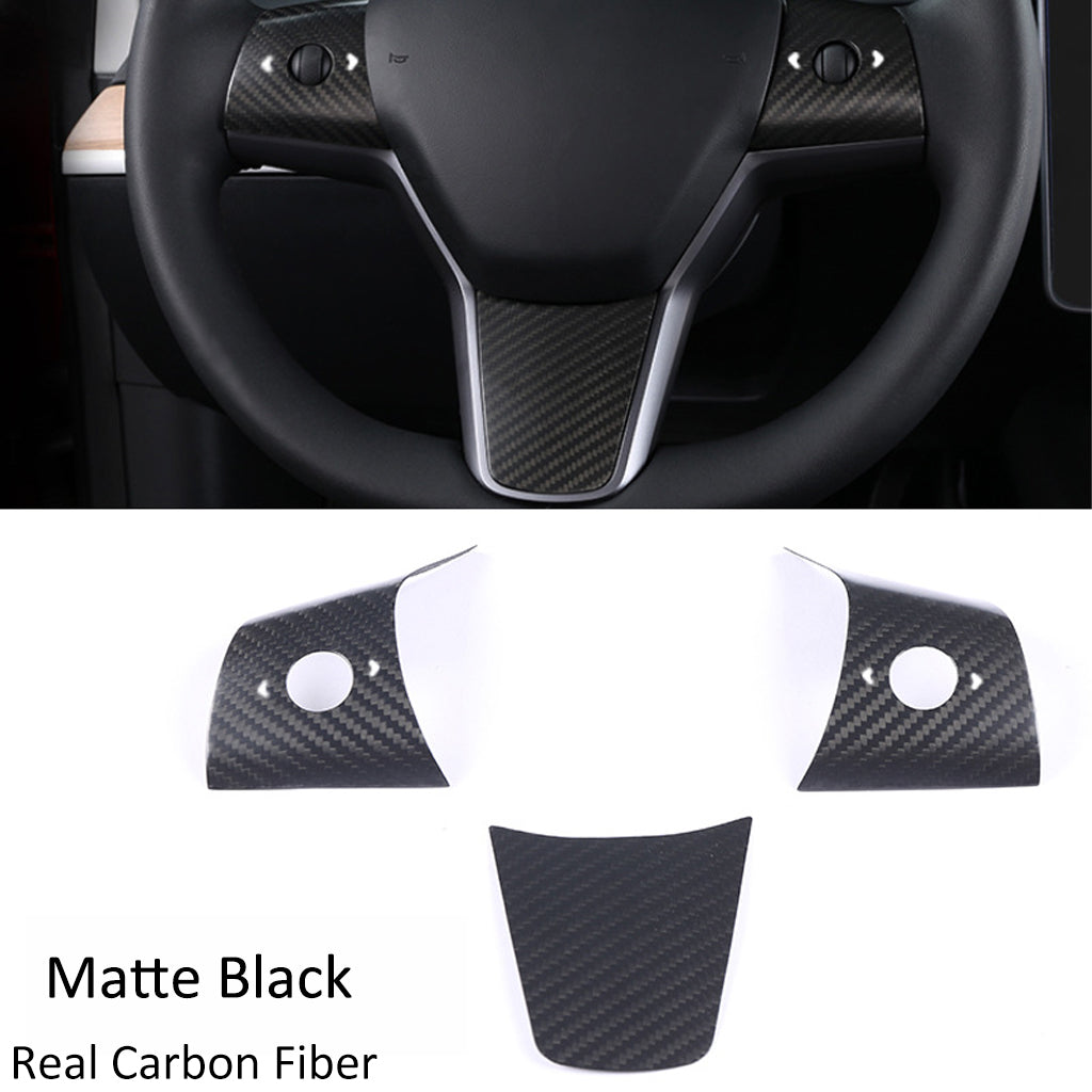Steering-Wheel-Control-Panel-Real-Carbon-Fiber-Cover-Matte-Black-for-Model-3-Y-Marnana