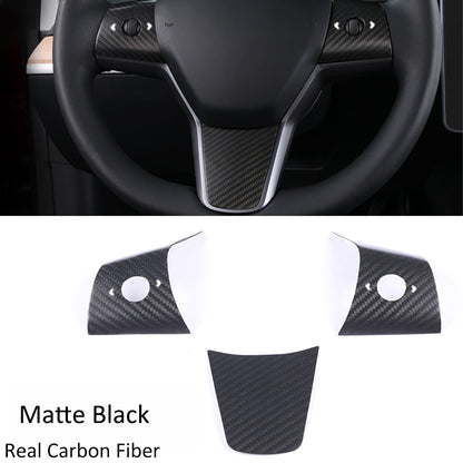 Steering-Wheel-Control-Panel-Real-Carbon-Fiber-Cover-Matte-Black-for-Model-3-Y-Marnana