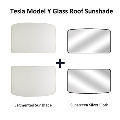 Tesla Model Y Segmented Glass Roof Sunshade White-Marnana