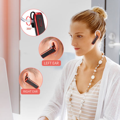 Marnana Bluetooth Headset Wireless Earpiece with 18+ Hours Playtime - Red