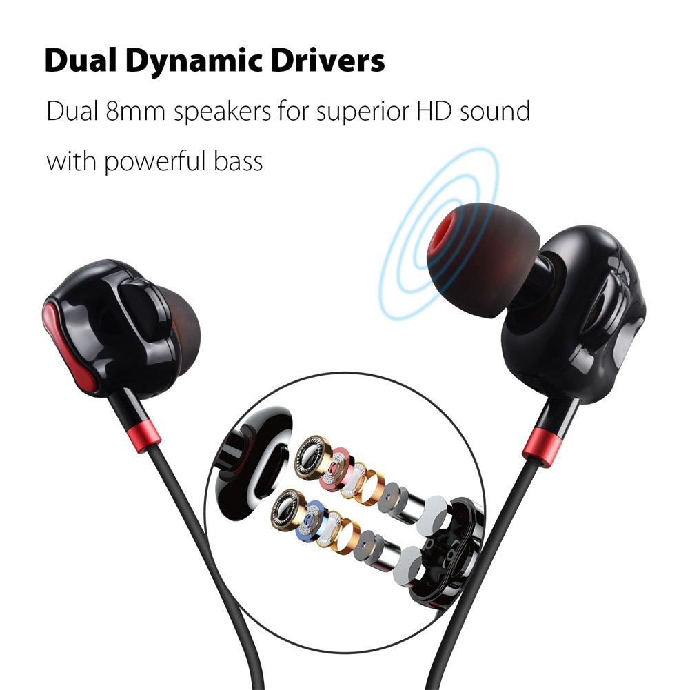 Marnana Neckband Dual Dynamic Drivers Bluetooth Headphones Sports Earphones
