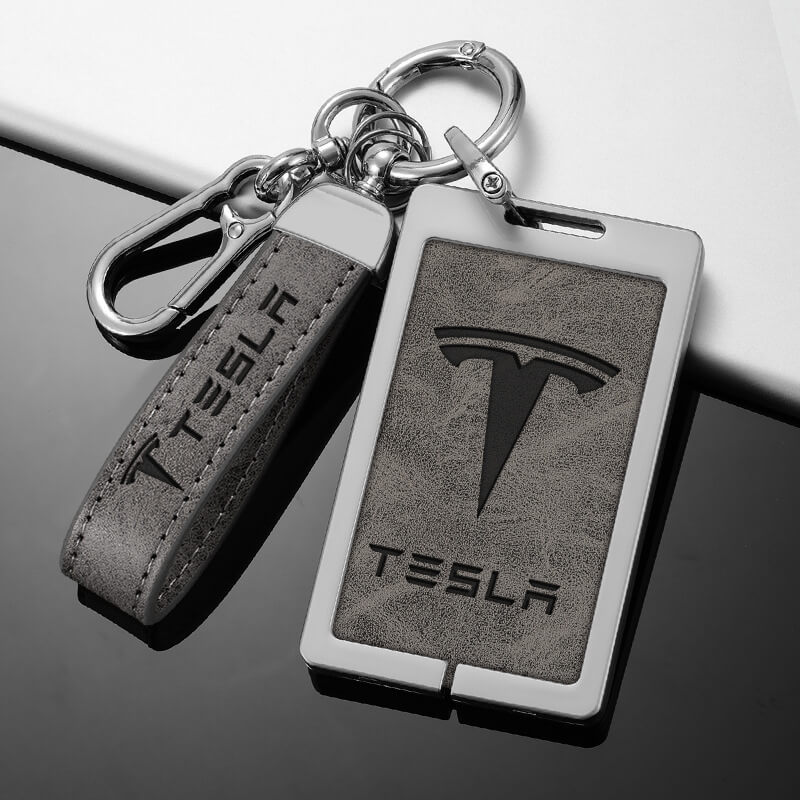 Tesla-Key-Card-Holder-Genuine-Leather-White-and-Metal-Marnana
