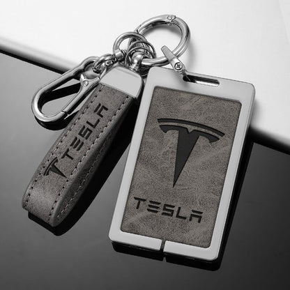 Porte clé Tesla Cuir Noir pour Clé commande - Équipement auto