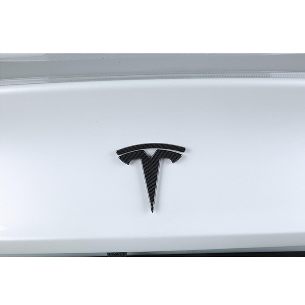 Carbon Fiber 3PCS Car Logo Emblem Cover Trim For Tesla Model Y 2020 2021  2022
