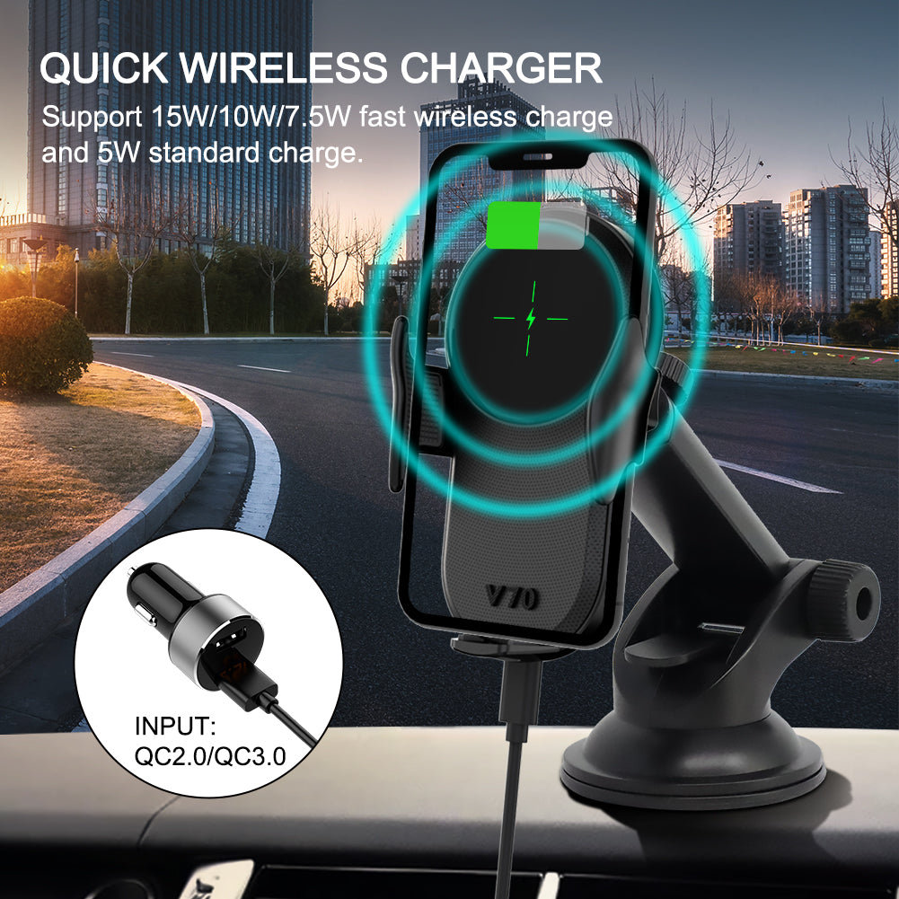 Chargeur de voiture sans fil, Marnana Qi Fast Wireless Charging Touch Sensing Auto-Clamping Phone Car Holder