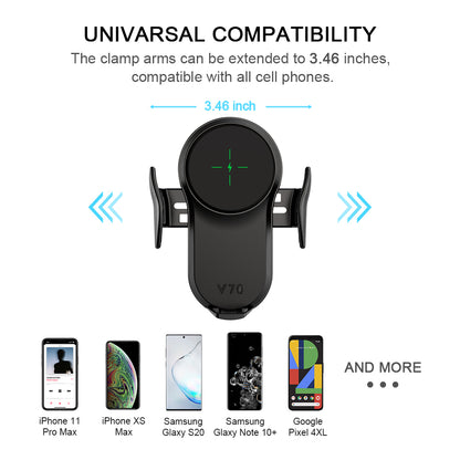 Wireless Car Charger, Marnana Qi Fast Wireless Charging Touch Sensing Auto-Clamping Phone Car Holder